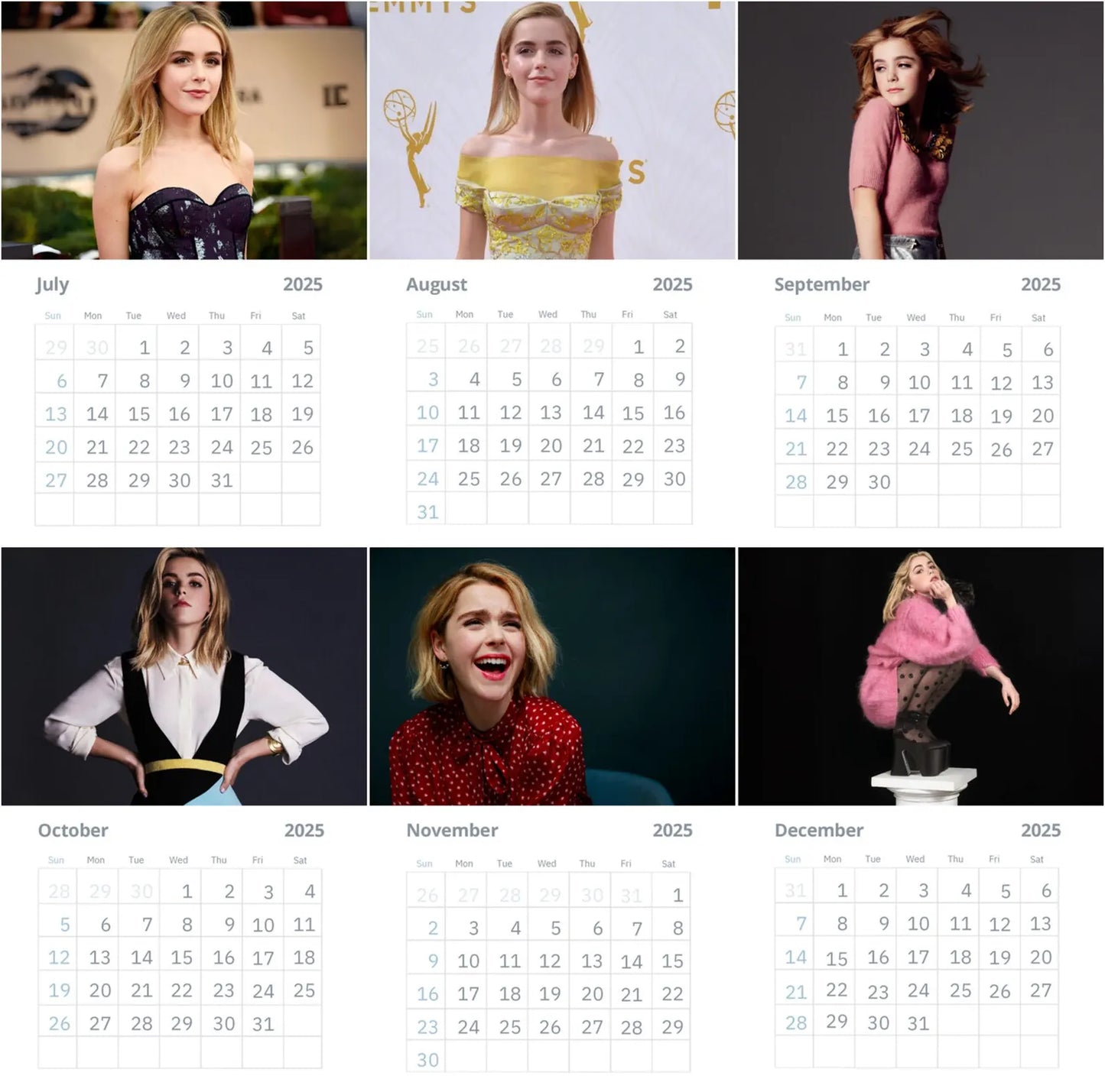 Kiernan Shipka Wall Calendar 2025 (Large Size)