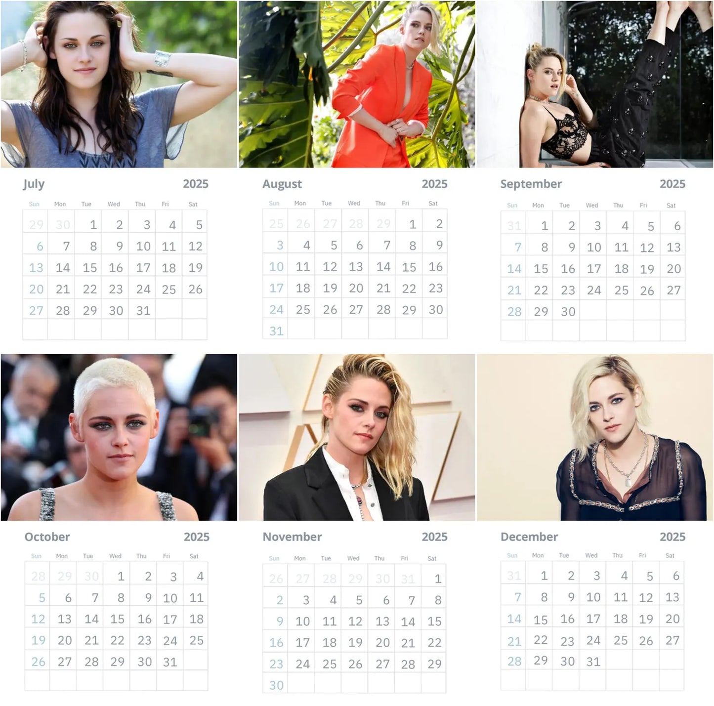 Kristen Stewart Wall Calendar 2025 (Large Size)