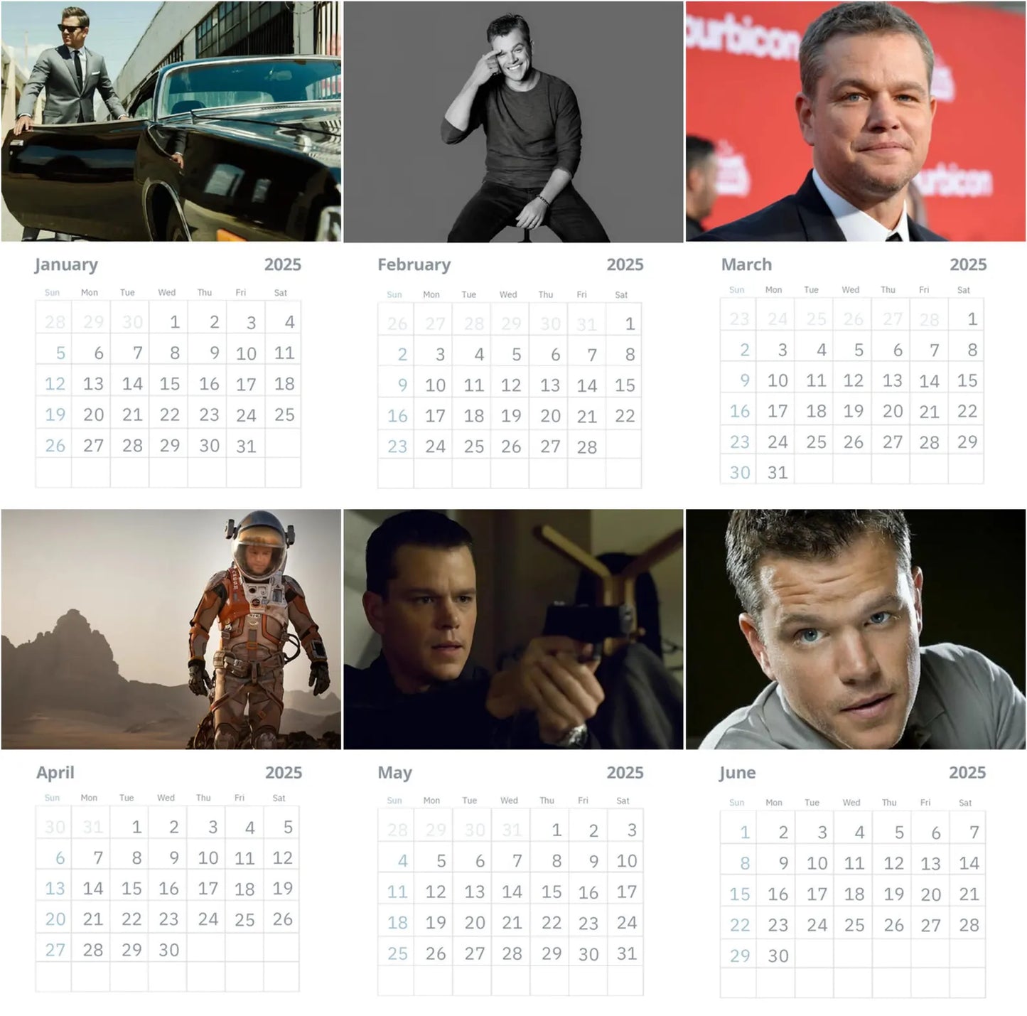 Matt Damon Wall Calendar 2025 Vol 2 (Large Size)