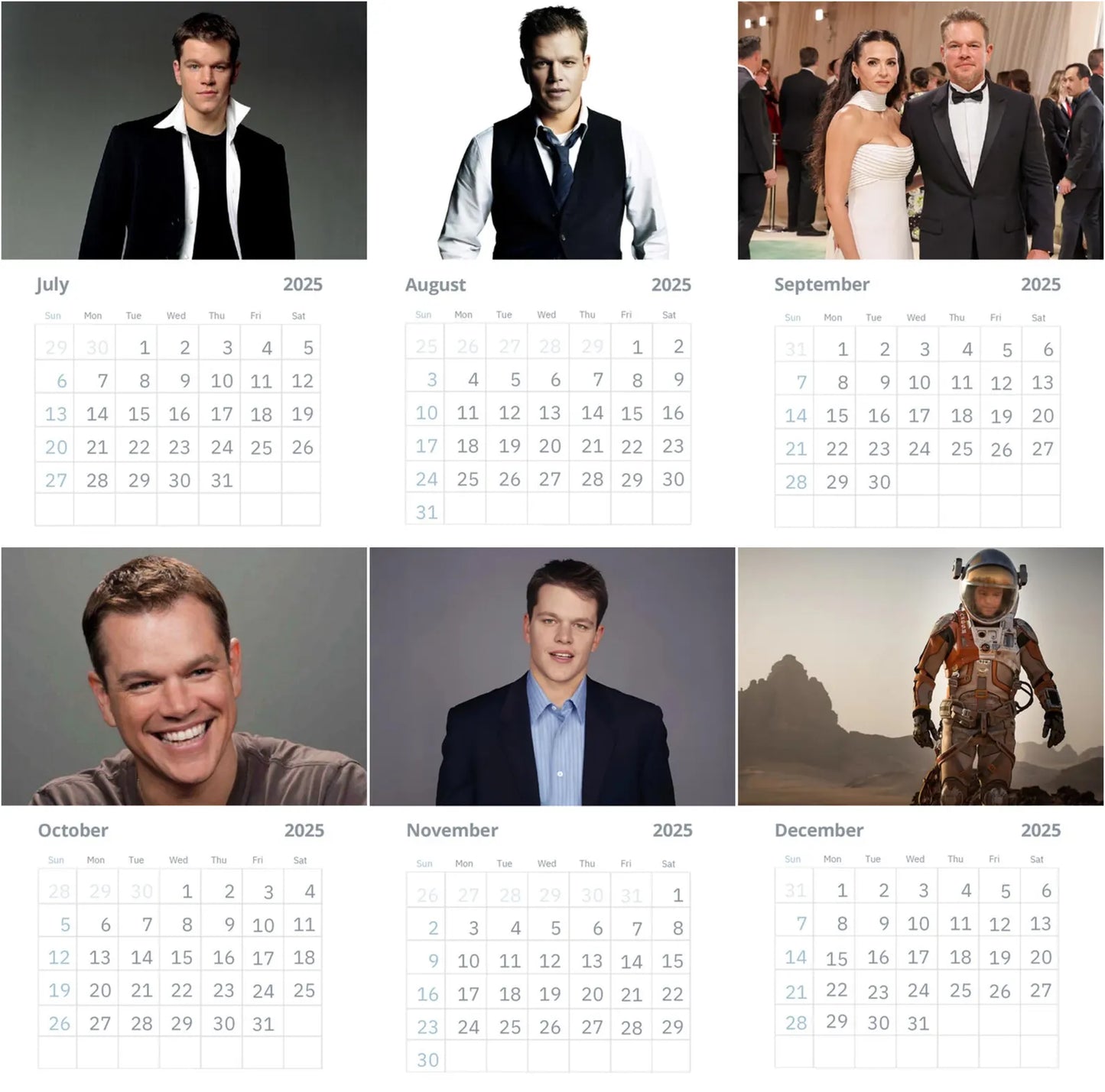 Matt Damon Wall Calendar 2025 Vol 2 (Large Size)